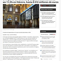 El importe de fusiones y adquisiciones aumenta un 11,3% en febrero, hasta 8.512 millones de euros